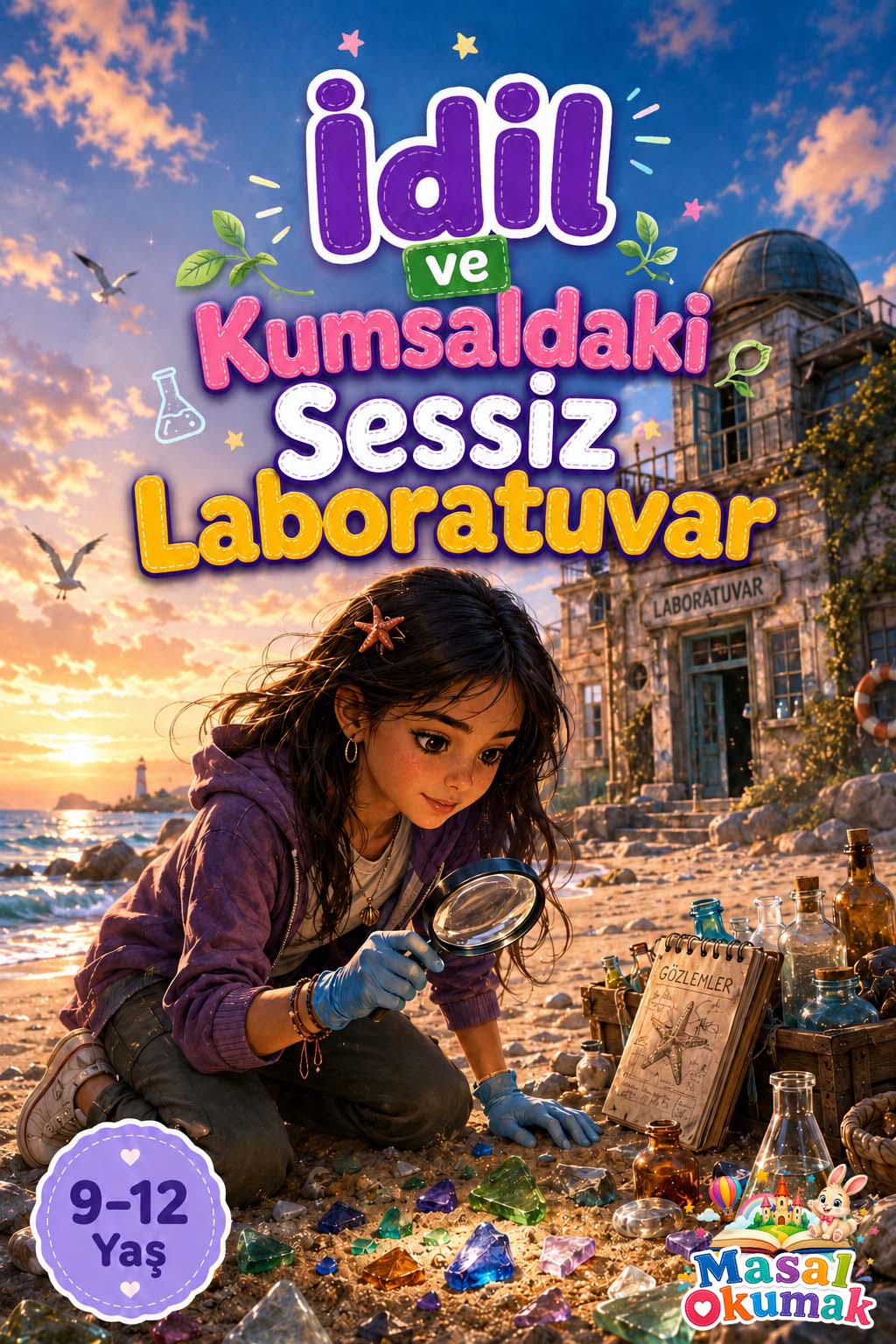 İdil ve Kumsaldaki Sessiz Laboratuvar çocuk masalı kapak görseli