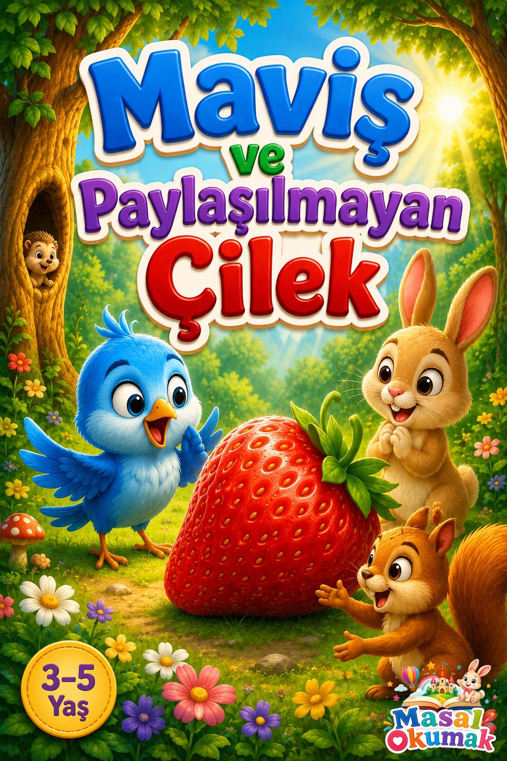 Maviş ve Paylaşılmayan Çilek çocuk masalı kapak görseli