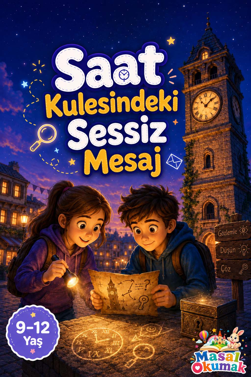 Saat Kulesindeki Sessiz Mesaj çocuk masalı kapak görseli
